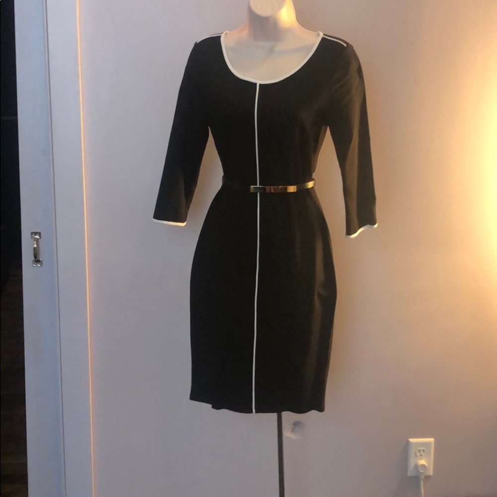 Venus Black Tight Dress w Black/Gold Belt